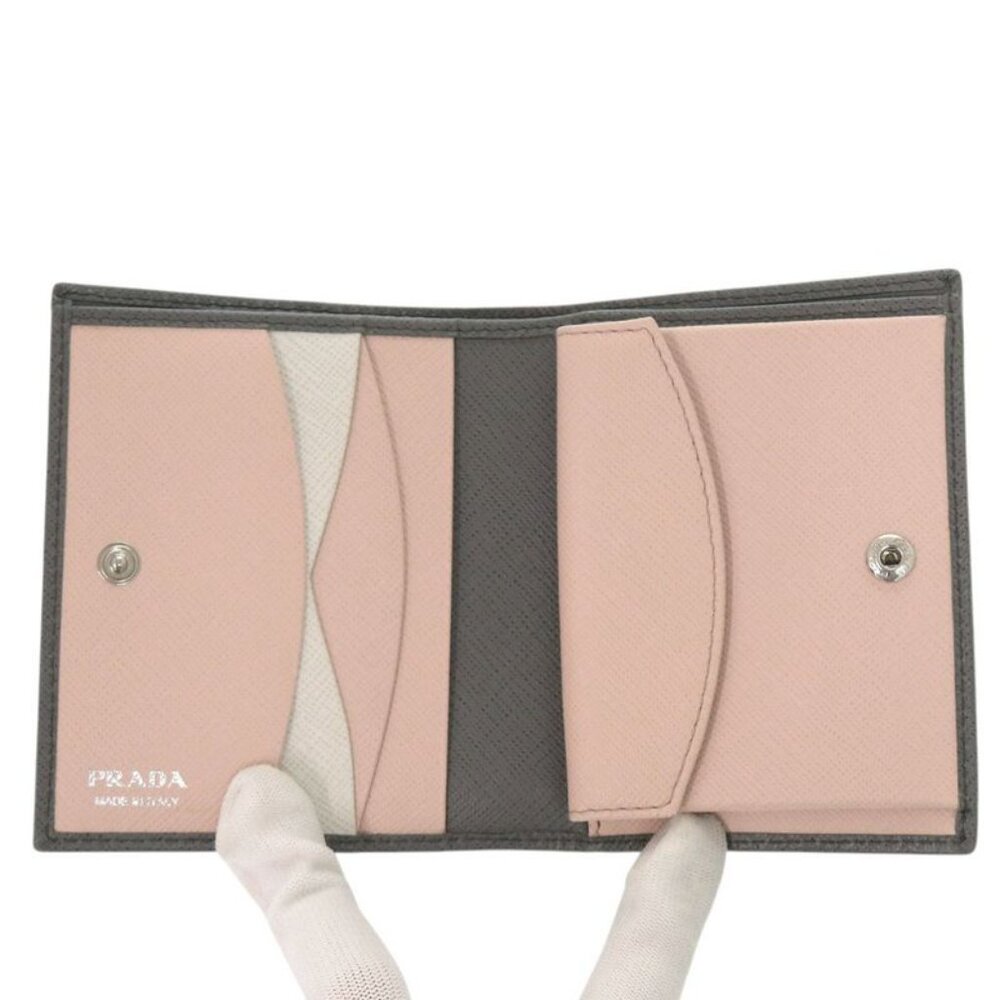 Prada Saffiano Leather Gray Pink Bifold Wallet 0064 - Picture 5 of 8
